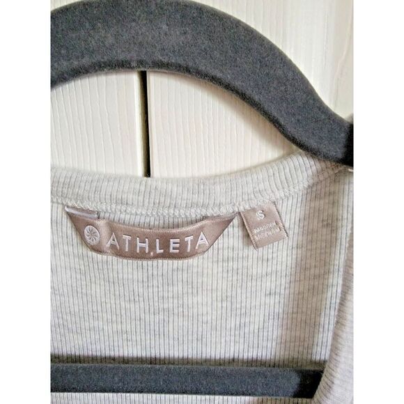 Athleta Women's Small Gray Scoop Neck Cap Sleeve Top Open Cut Outs Slouchy Soft - Picture 3 of 5